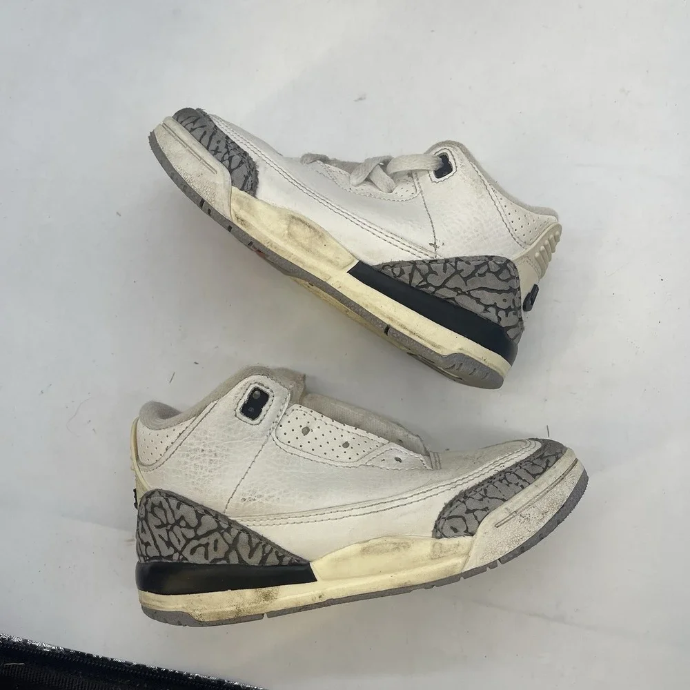 Jordan 3 White Cement Reimagined Shoes Toddler 10C DM0968-100 Box